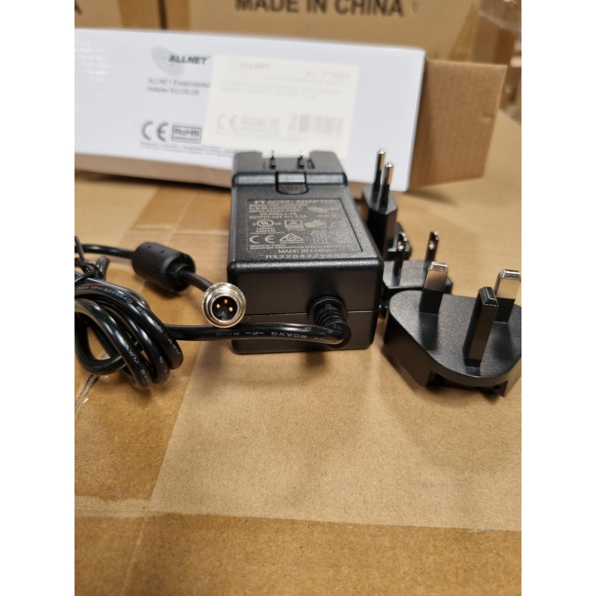 ALLNET 12V 5A Replacement Power Supply – Multi Plug EU/US/UK with Binder 711 M9 Connector - 1