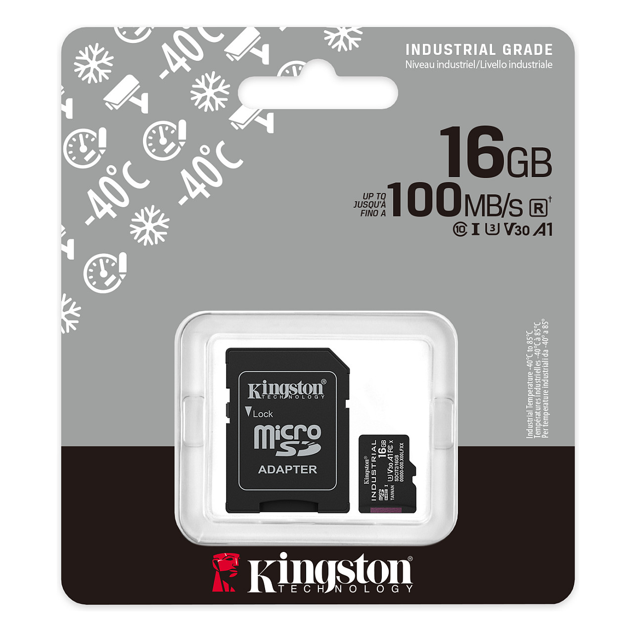 Kartë Memorie SD CARD 16GB Kingston Industrial microHC 100MB/s +Adapter - 7
