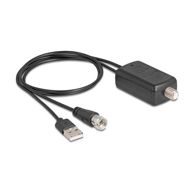 Antena për rrjet Delock 12085, DAB+/DVB-T2, 5–25dB, Omnidireksionale, F Male, 2m - Zezë - 3