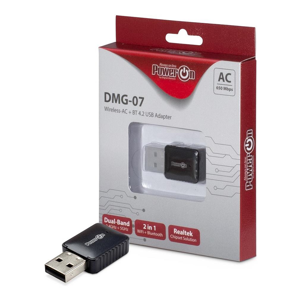 Adapter Rrjeti WLAN USB Inter-Tech DMG-07 / USB 2.0 / Dual Band 2.4GHz + 5GHz / 650Mbps / Wi-Fi 5 802.11ac / Bluetooth 4.2 / Realtek RTL8821CU - Zezë