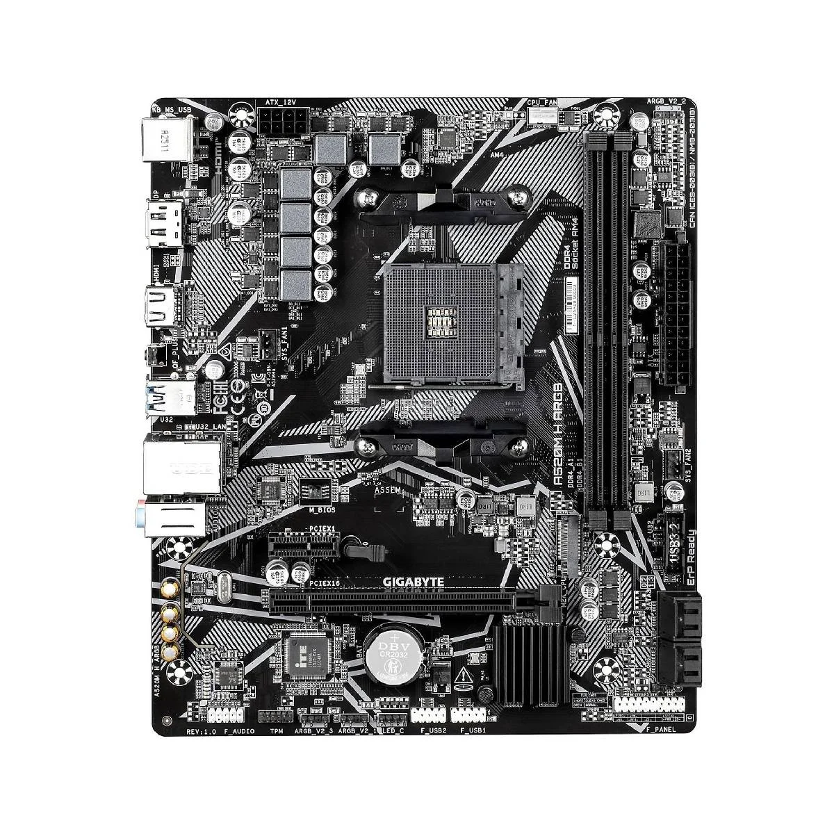 Pllakë Amë Gigabyte A520M H ARGB / AMD AM4 / A520 / DDR4 / Micro-ATX / 1GbE LAN - 3