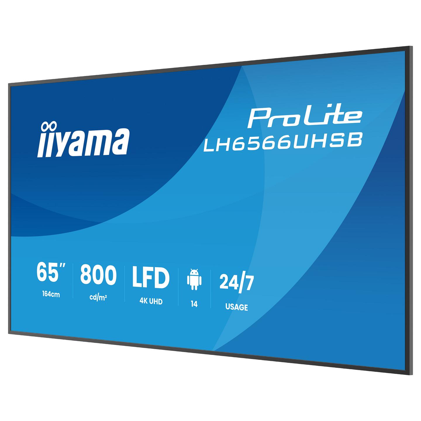 Digital Signage iiyama ProLite LH6566UHSB-B1AG, 65", 4K UHD, VA, Wi-Fi, 2xHDMI, DisplayPort, USB - Zezë - 6