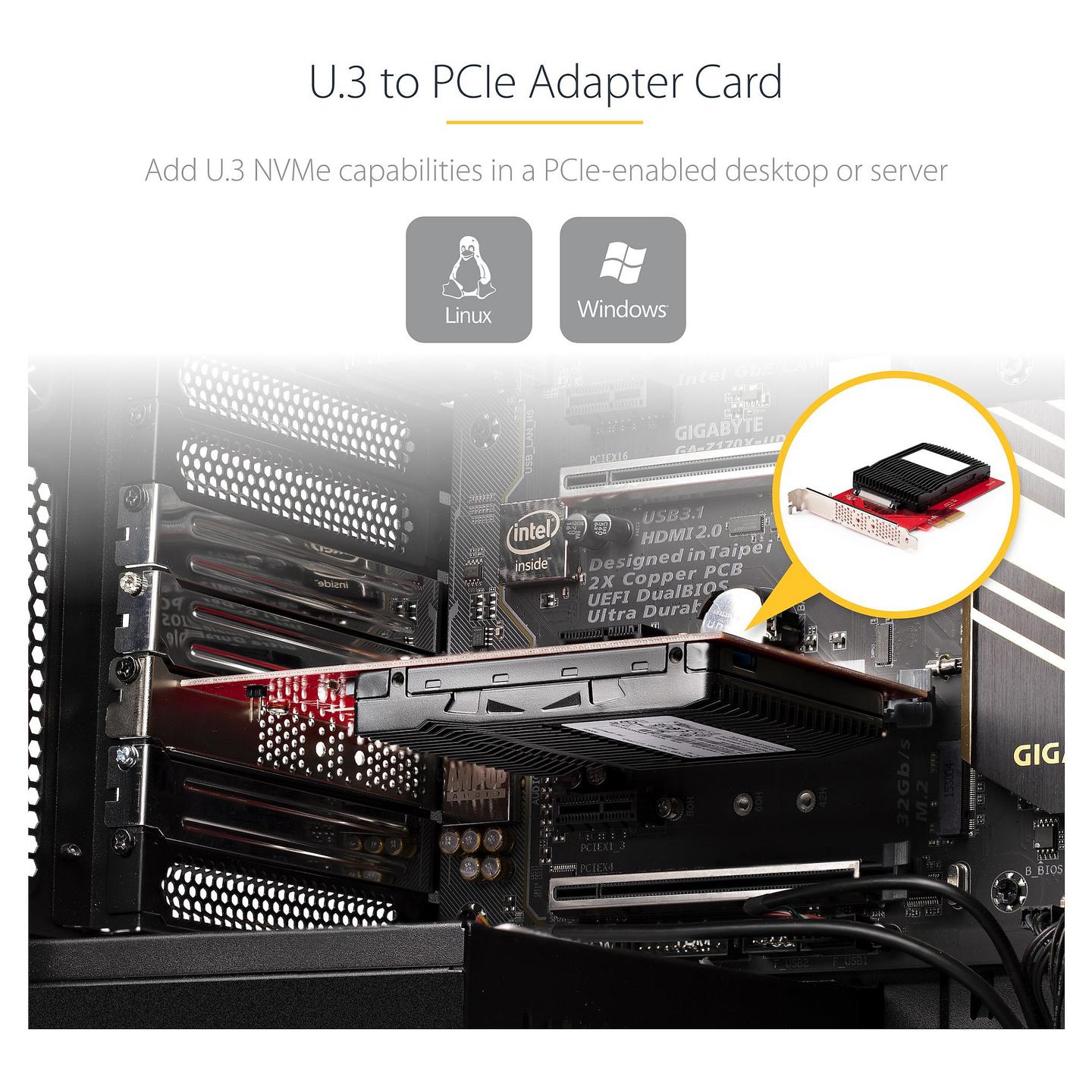 Kartë Zgjerimi StarTech.com PEX4SFF8639U3, PCI Express 4.0 x4, 1x U.3 NVMe SFF-TA-1001, 2.5", PCIe - 9