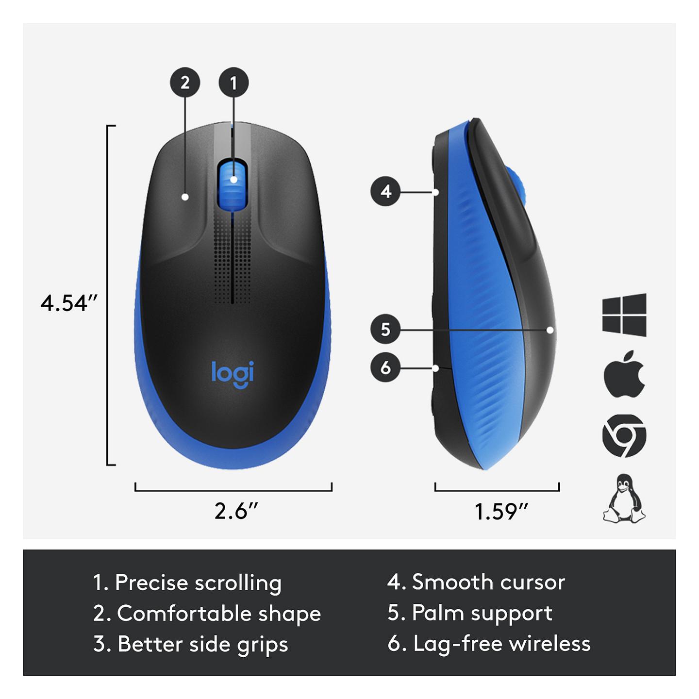 Maus pa kabllo Logitech M190 / 1000 DPI / 3 Butona / 2.4 GHz / USB - Blu - 11