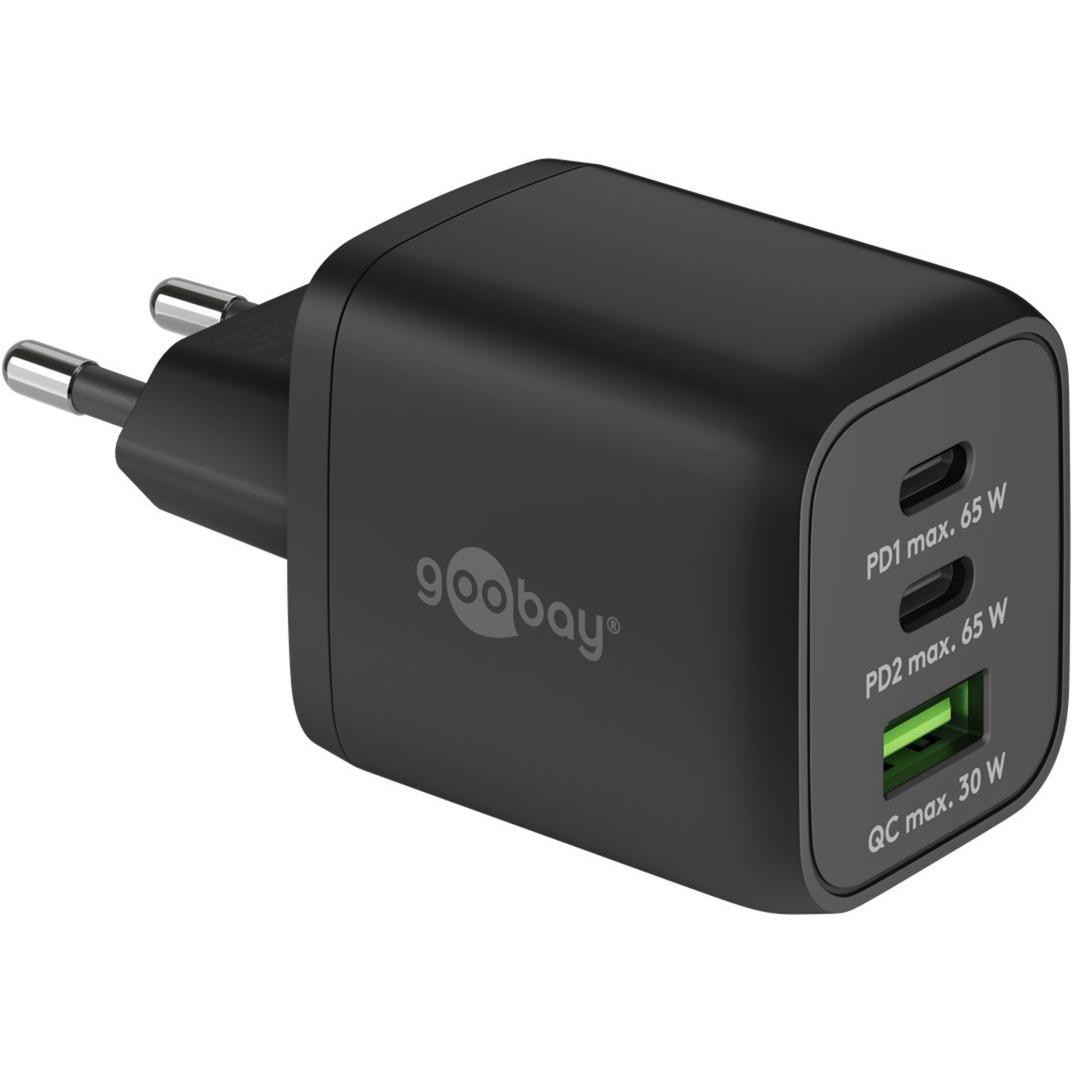 Kabllo & Adapter Goobay 70180 / GaN / 65W / 2x USB-C PD / USB-A QC 3.0 / USB-C në USB-C / 1m - Zezë - 5