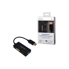 Adapter LogiLink CV0109 / DisplayPort 1.2 në VGA & HDMI 1.4 & DVI / 4K 30Hz - Zezë - 7