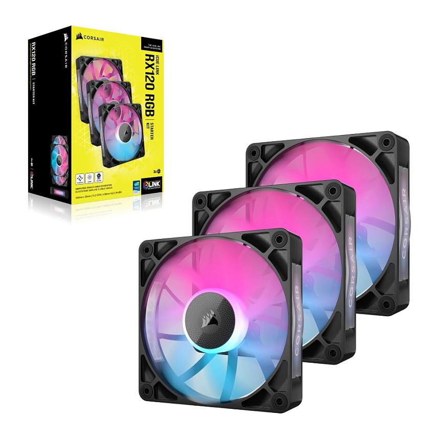 Ftohës për Kasë Corsair iCUE LINK RX120 RGB / 120mm / 400-2100 RPM / RGB / PWM / 3-Pack – Zezë - 5