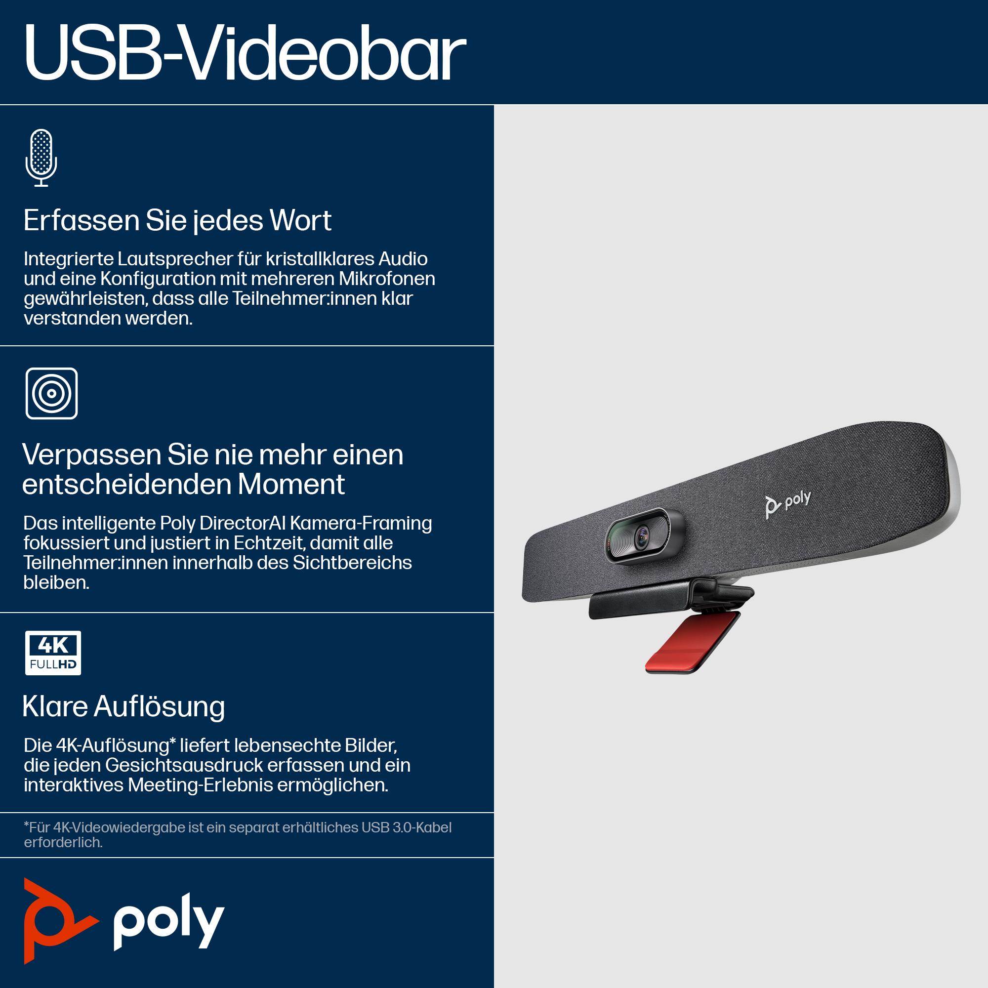 Sistem për Konferencë Poly Studio R30 Video Bar - Hiri - 3