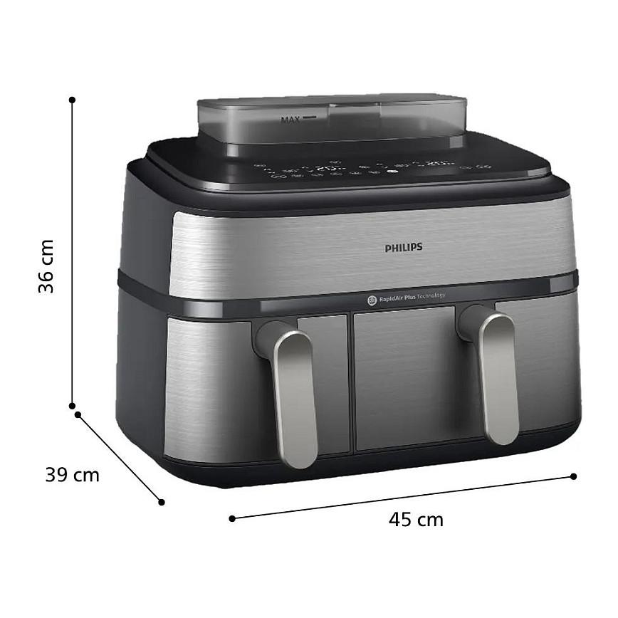 Fryer Philips 5000 Series Dual Basket / NA555/00 / 9L / 2750W / 2 Sirtarë / 12 Programe / 40–200°C / RapidAir Plus / Air Steam / Sync – Argjend/Zezë - 10