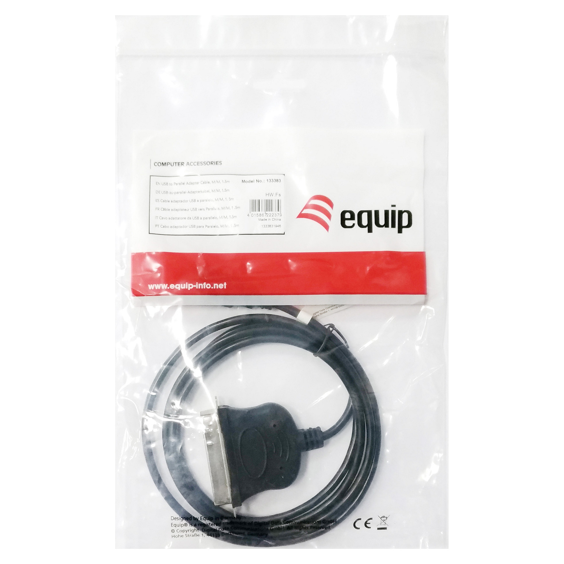 Adapter USB Equip 133383 / USB-A në Centronics IEEE1284 36-pin / USB 2.0 / 1.5 m / Plug and Play - Zezë - 4