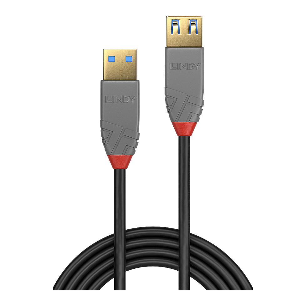 Kabllo USB LINDY 36760, USB 3.2 Gen 1, USB-A Mashkull në USB-A Femër, 5Gbps, 0,5m - Zezë - 2