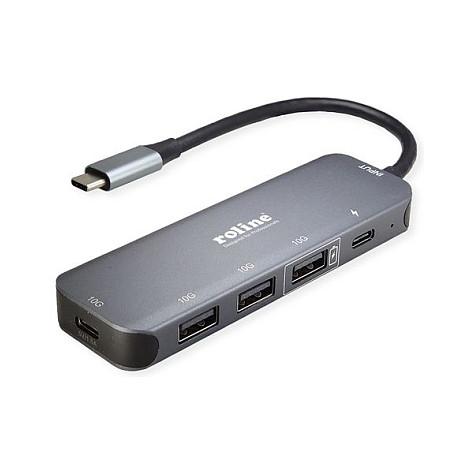 Hub ROLINE 14.02.5048-10 / 3x USB-A + 2x USB-C / USB 3.2 Gen 2 / 10Gbps / PD 100W / 0.15m – Gri - 2