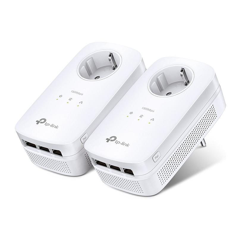 Power-LAN TP-Link TL-PA8030P KIT, 1200Mbps, HomePlug AV2, 3× Gigabit Ethernet, MIMO, Power Passthrough 16A, 128-bit AES - Bardhë