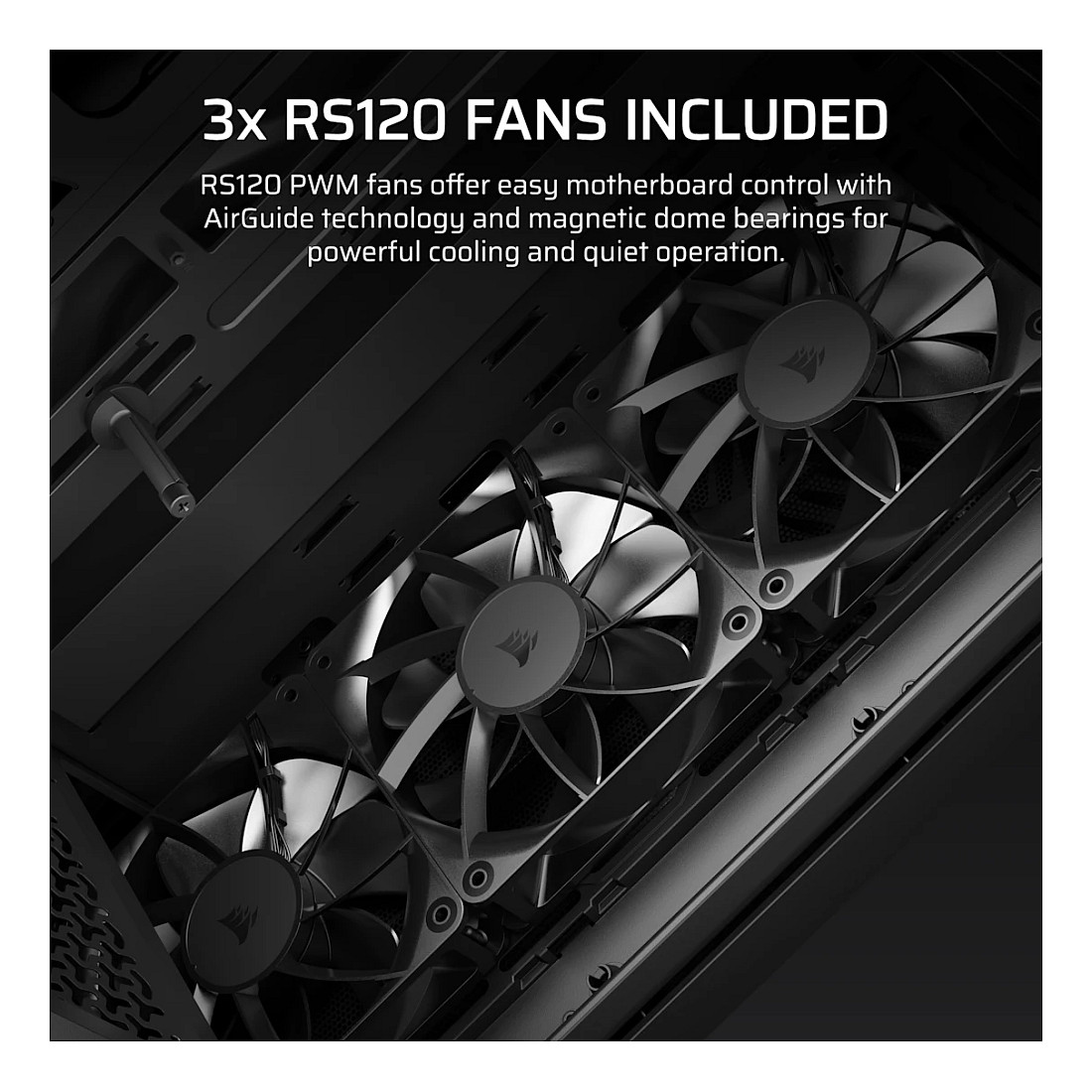 Kasë PC Corsair 3200D RS / Mid Tower / ATX / 3x 120mm Fan / Tempered Glass / Mesh / 360mm Radiator - Zezë - 7