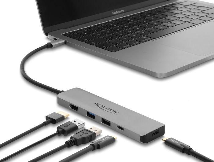 Docking Station Delock 92003, HDMI 4K, USB-C, USB-A, Power Delivery 3.1 140 W – Gri , Zezë - 2