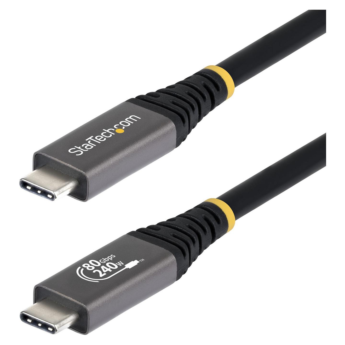 Kabllo USB StarTech.com CC1M80GUSB4CABLE / USB-C në USB-C / USB4 Gen 4x2 / 80 Gbit/s / PD 240W / 8K 120Hz / 1m - Zezë