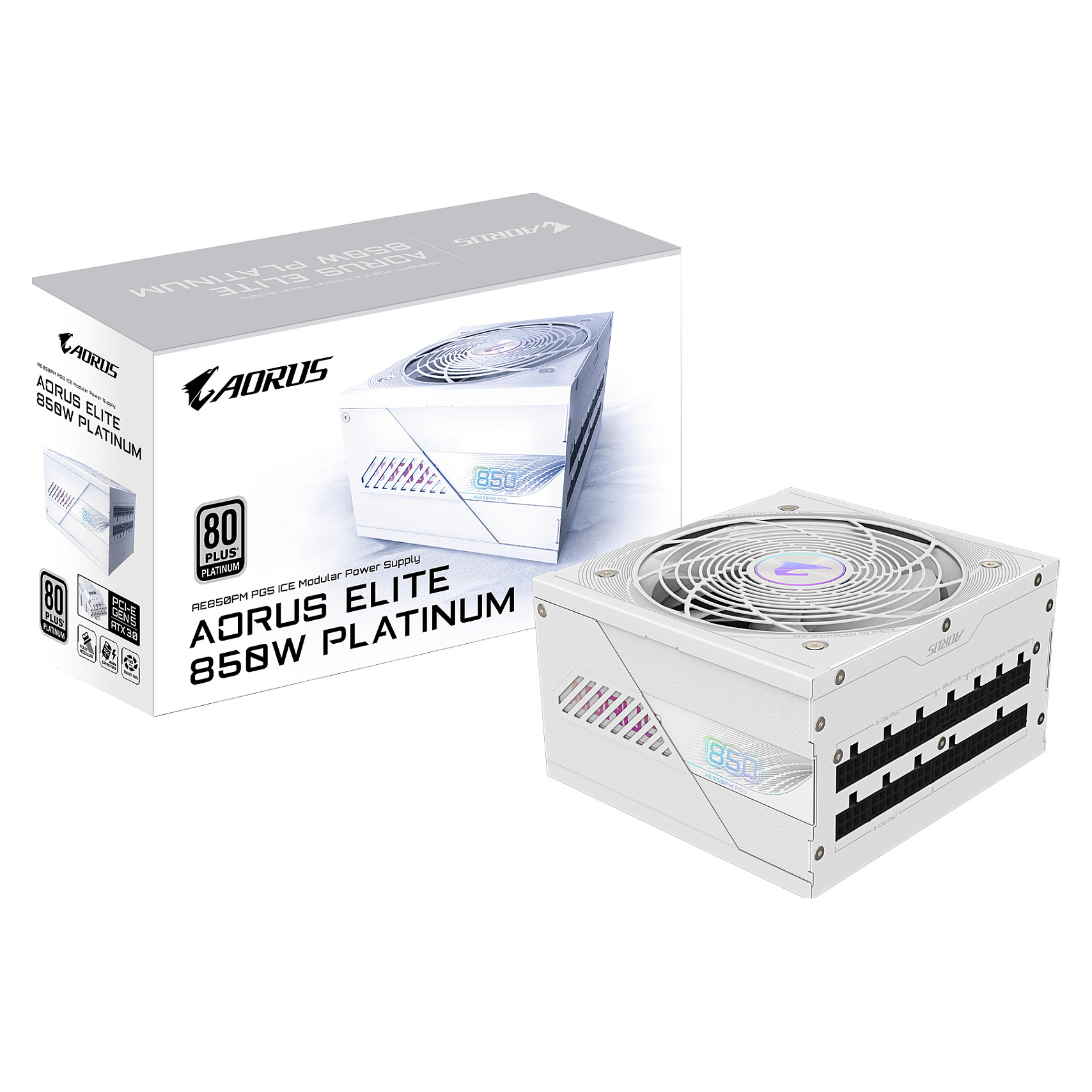 Furnizues Energjie GIGABYTE AORUS ELITE P850W ICE / 850W / ATX 3.1 / 80 PLUS Platinum / Fully Modular - Bardhë - 4