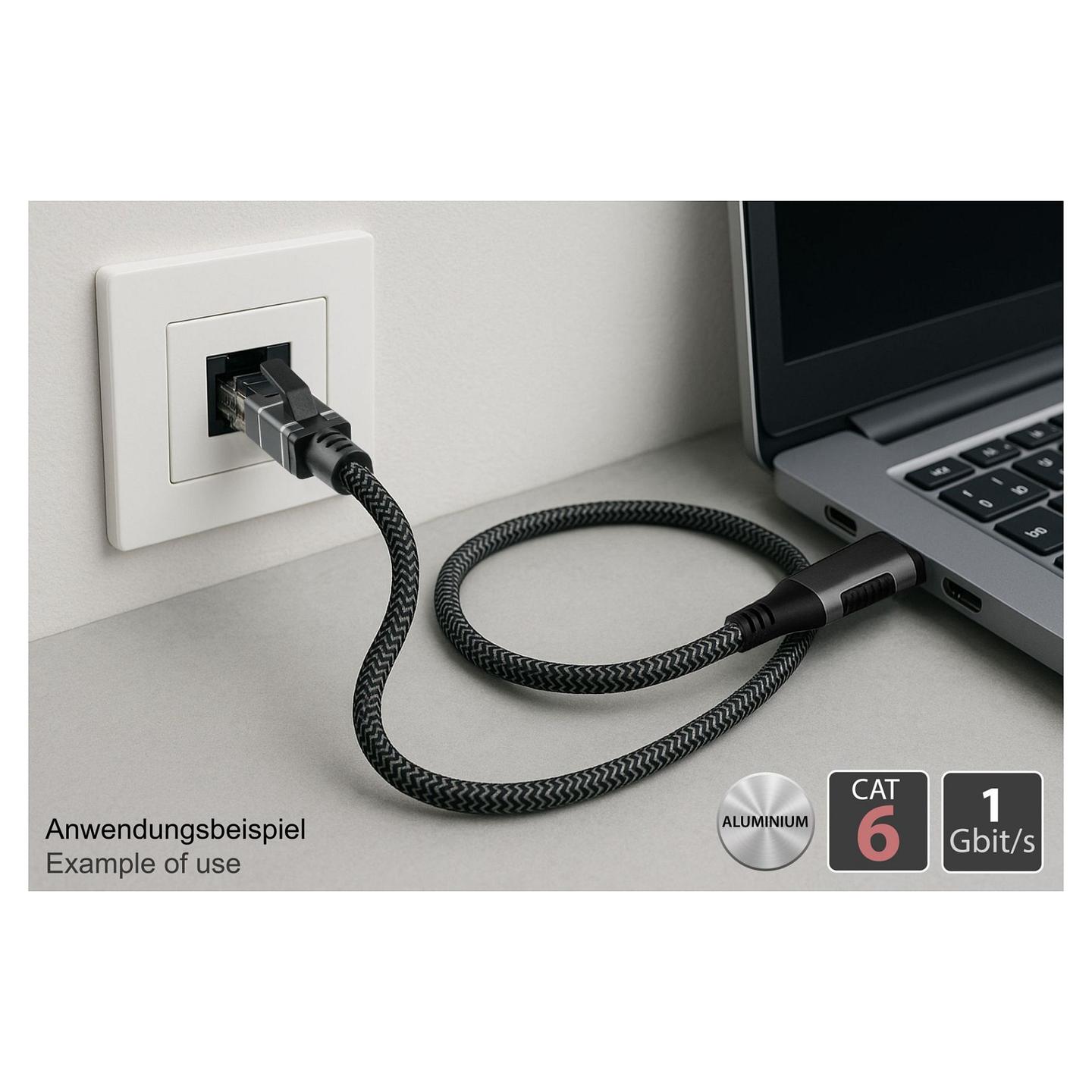 Kabllo për Rrjet Alcasa 2045-CT015A / USB-C Mashkull → RJ-45 Mashkull / Gigabit Ethernet / 1000 Mbit/s / F/UTP / 1.5m - Antracit - 7