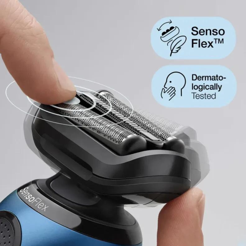 Makinë e Rrojës Braun Series 6 61-B4500cs, SensoFlex, 3 Tehe, Wet & Dry, 50 Min - Blu, Zezë - 3