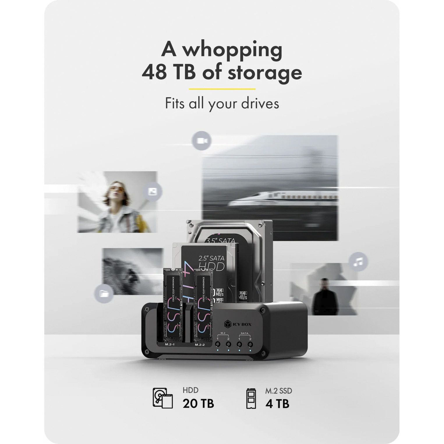 Docking Station ICY BOX IB-2925MS-CU31 / 2x M.2 NVMe / 2x 2.5"/3.5" SATA / USB 3.2 Gen 2 10Gbps – Zezë - 5