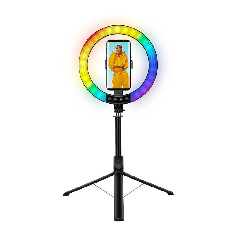 Ring Light LogiLink AA0156 / LED / Ø25 cm / 26 RGB / 8 Nivele Ndriçimi / Selfie Stick & Tripod – Zezë - 3