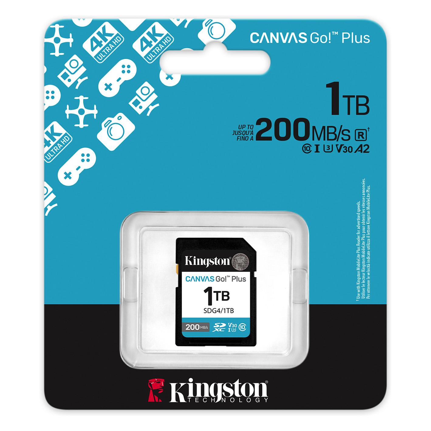 Kartë Memorie SD Kingston Canvas Go! Plus, 1TB, SDXC, UHS-I, U3, V30, 200MB/s Read, 160MB/s Write - Zezë - 3