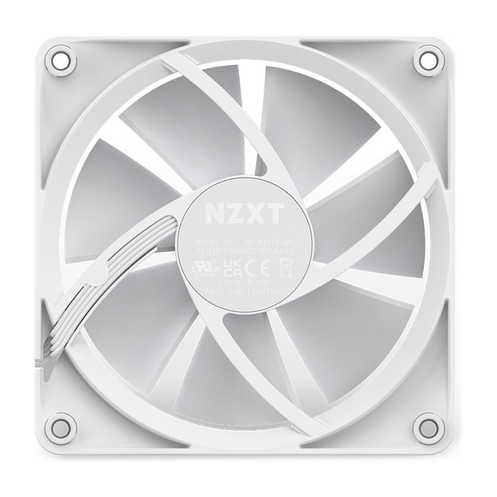 Ftohës për Kasë NZXT F120 / 120mm / 500-1800 RPM / PWM / RGB / 3-Pack – Bardhë - 6