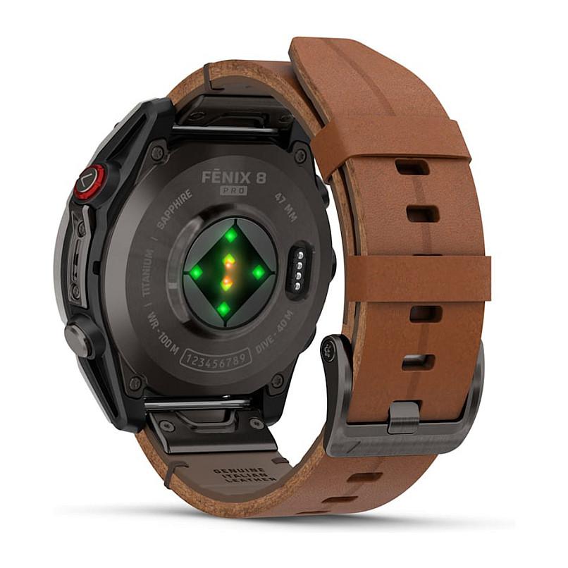Orë e Mençur Garmin fēnix 8 Pro, 47mm, AMOLED, Sapphire, GPS, LTE, Rrip Lëkure - Kafe - 7