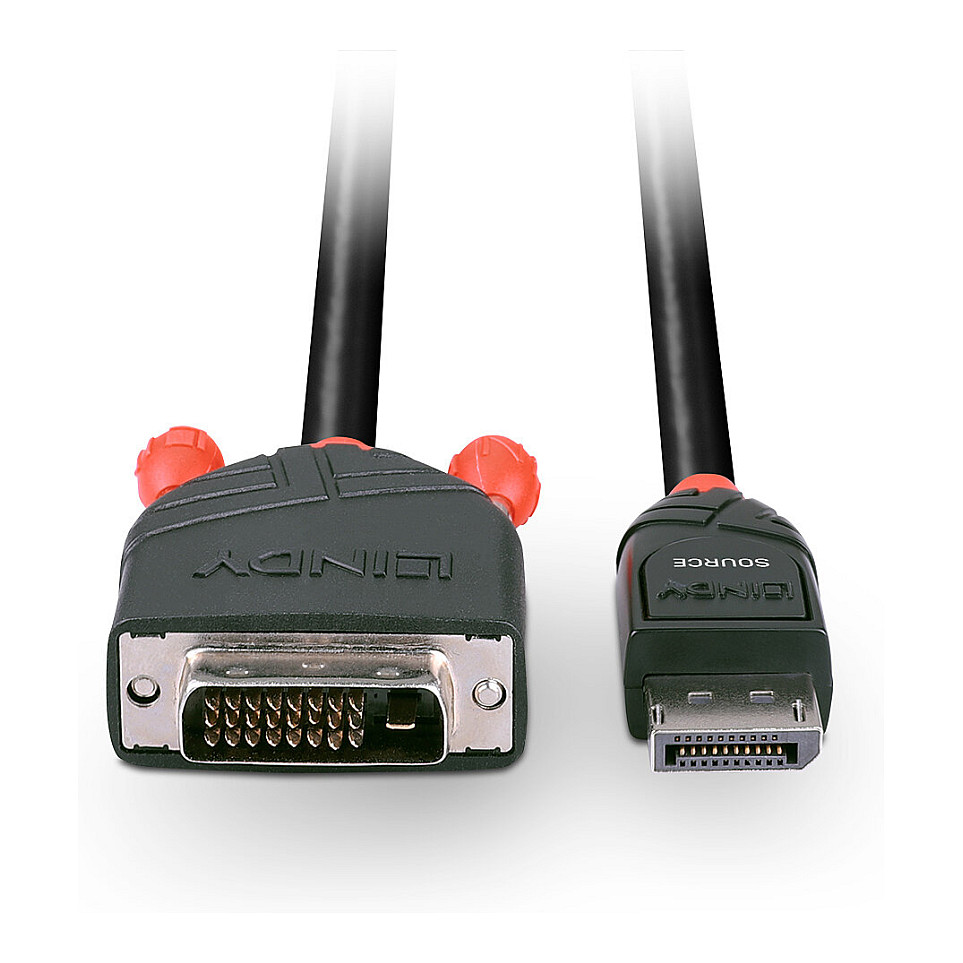 Kabllo DisplayPort Lindy 41491 / DisplayPort në DVI-D / 2m / DisplayPort 1.2 / 1920×1200 60Hz - Zezë - 4