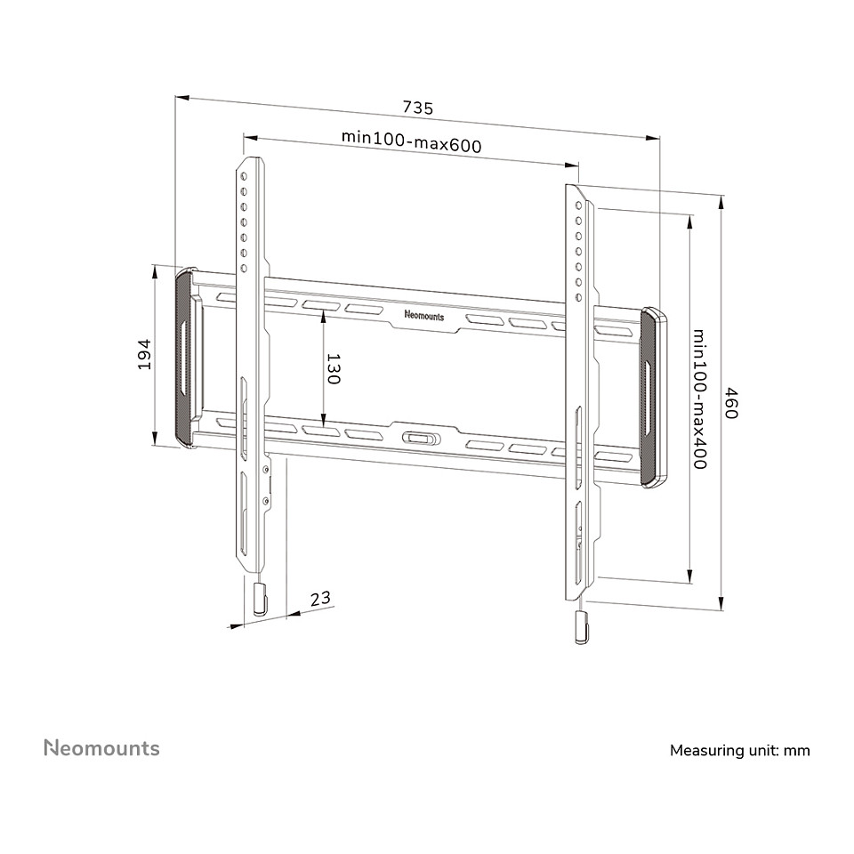Mbajtëse për TV Neomounts WL30-550BL16 / 42"-86" / 60kg / VESA 100x100-600x400 / Fikse / Mur - Zezë - 16