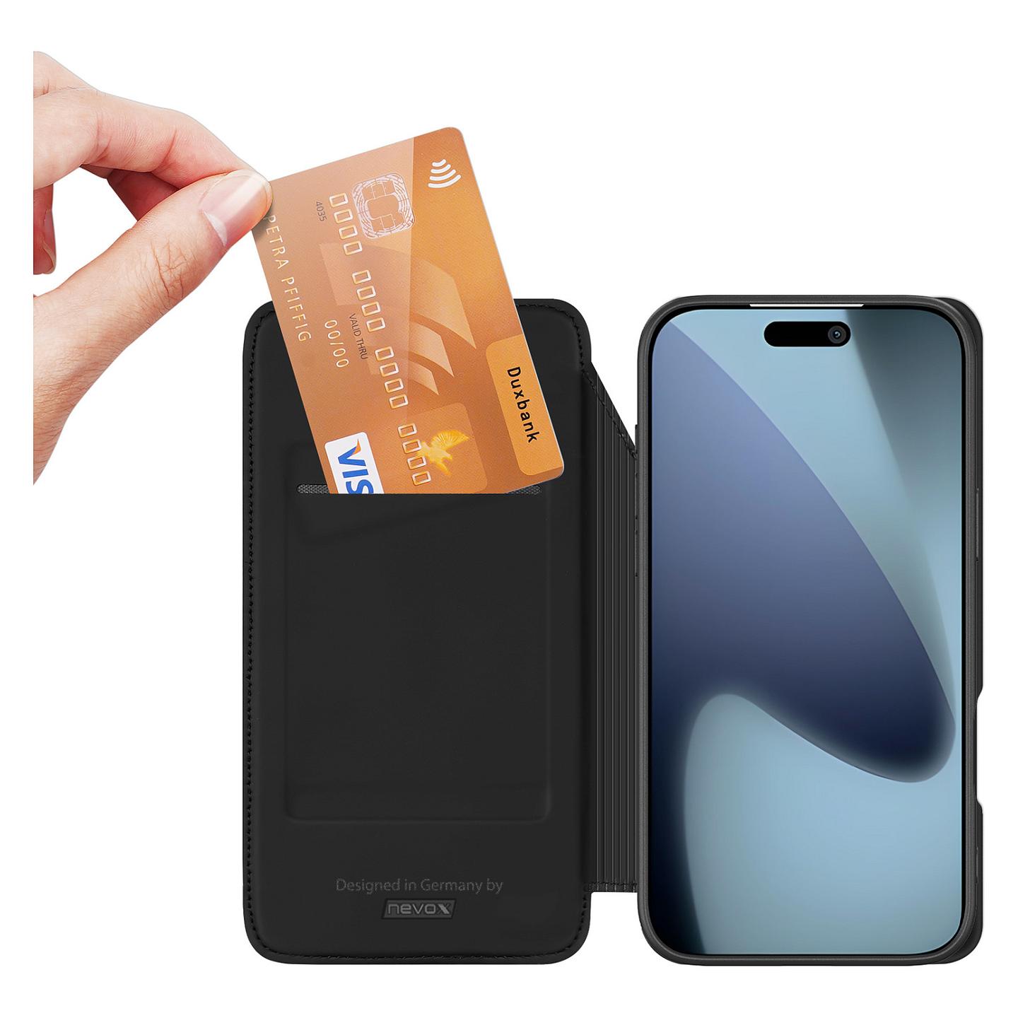 Case për Telefon nevox Vario Series / PU + TPU / Mbyllje Magnetike / Stand / iPhone 17 Pro 6.3" - Zezë - 3