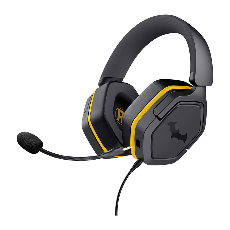Kufje Gaming me kabllo Trust GXT 492BM Carus / Batman Edition / Over-Ear / 50 mm / 3.5 mm / Mikrofon i shkëputshëm / 1.2 m – Zezë / Verdhë - 2