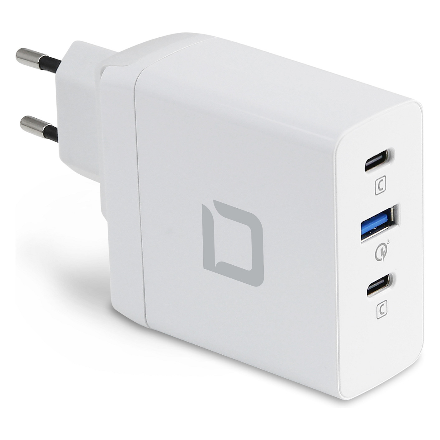 Adapter për Laptop DICOTA D31983 / 100W / GaN / USB-C PD / 2 × USB-C + USB-A - Bardhë