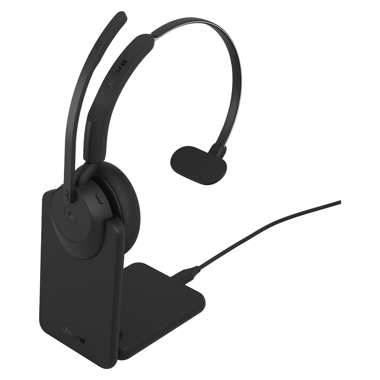 Kufje pa kabllo Jabra Evolve3 45 MS Mono / Link 390c / USB-C / Microsoft Teams / Charging Stand - Zezë - 2