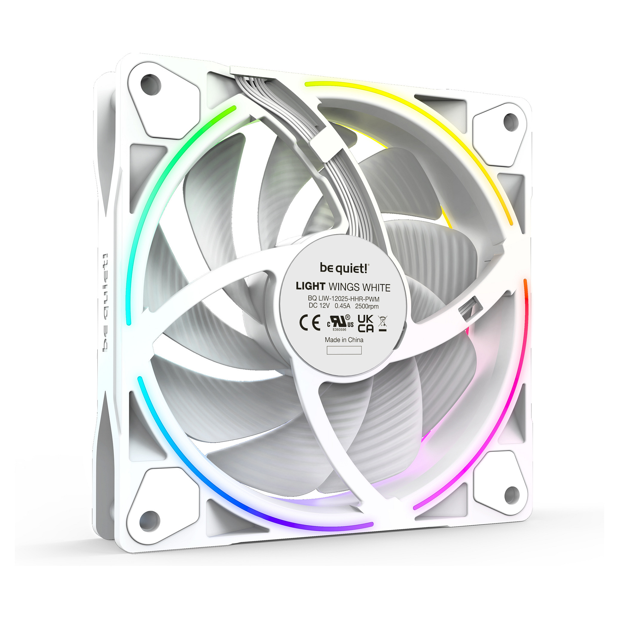Ftohës për Kasë be quiet! LIGHT WINGS / 120mm / 25mm / 2500 RPM / PWM / 52.3 CFM / 2.6 mmH₂O / ARGB / 3-Pack / Hub – Bardhë - 4