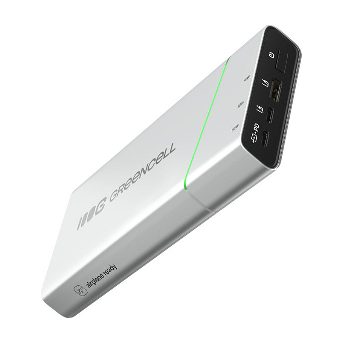 Powerbank Green Cell PowerPlay Pro / 20.800mAh / USB-C 65W PD / USB-C 18W / USB-A 18W / LED – Silver - 3