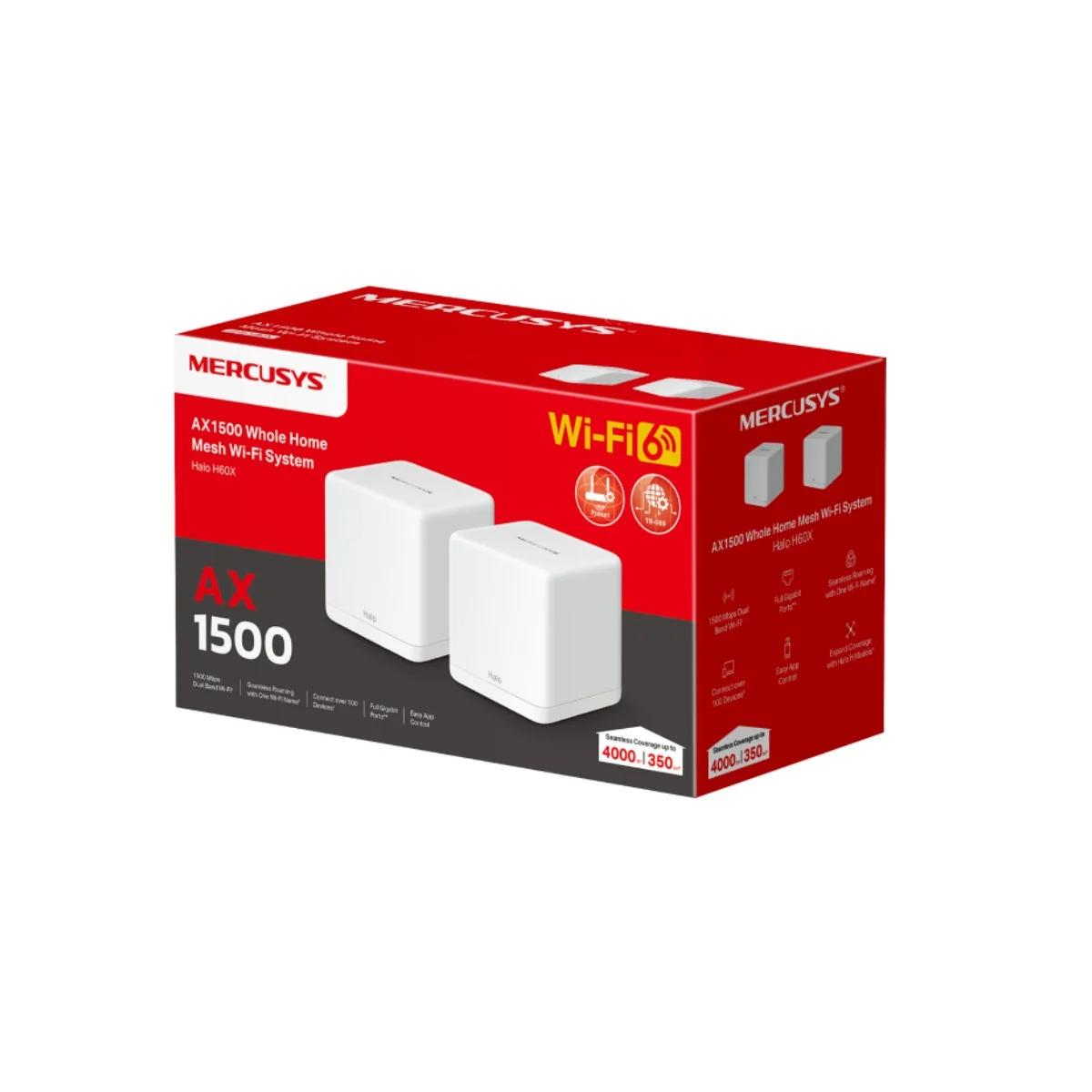 Mercusys, Halo H60X (2-Pack), Ruter, Wi-Fi 6, AX1500, Dual-Band, Mesh, 350m², 2-Pack - 3