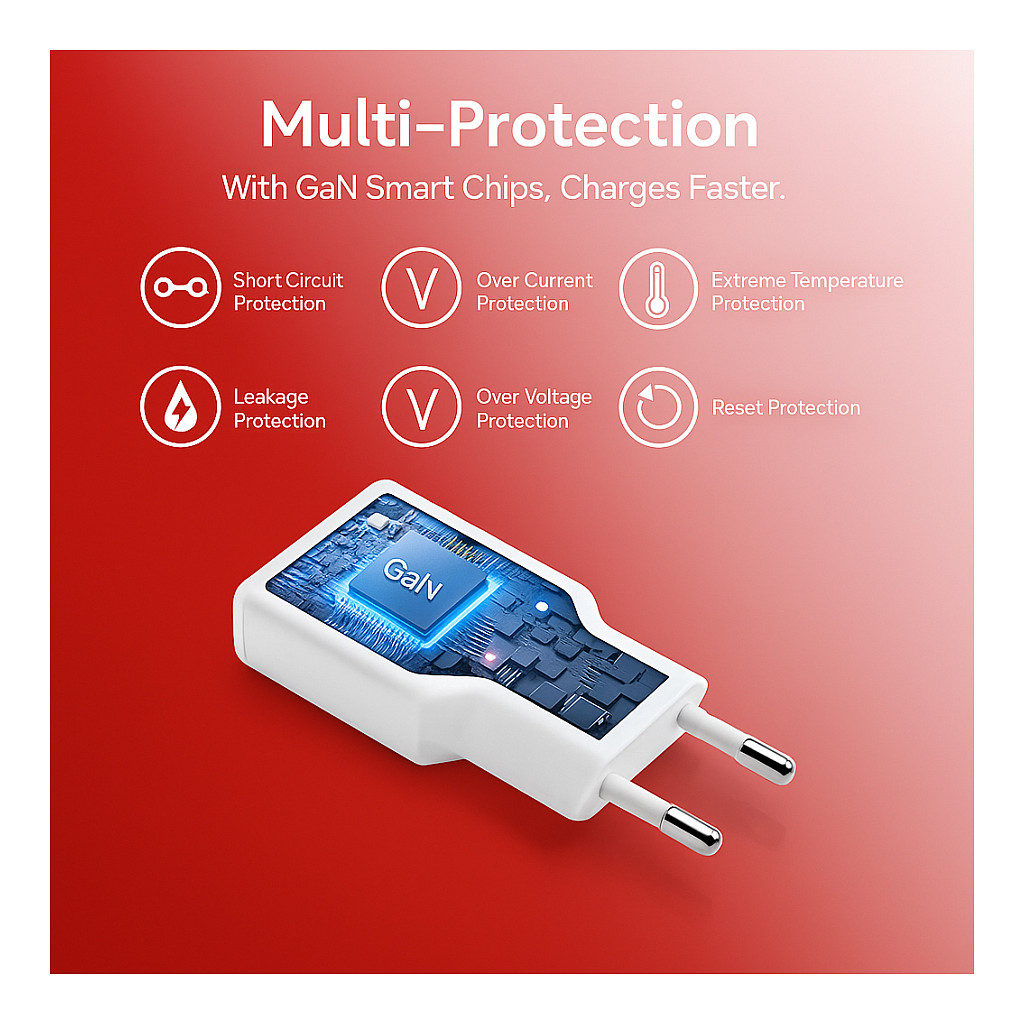Karikues Equip / GaN Slim Wall Charger / 30W / GaN / USB-C + USB-A - Bardhë - 5