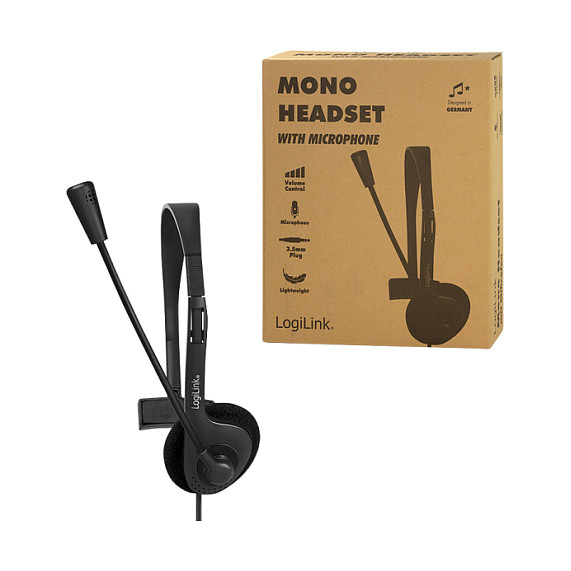 Kufje me kabllo LogiLink HS0054 / Mono / Mikrofon / 3.5 mm / 1.8 m – Zezë - 10