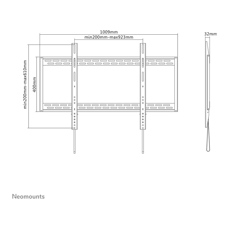 Mbajtëse për TV Neomounts LFD-W1000 / 60"-100" / 125kg / VESA 200x200-900x600 / Fikse / Mur - Zezë - 7