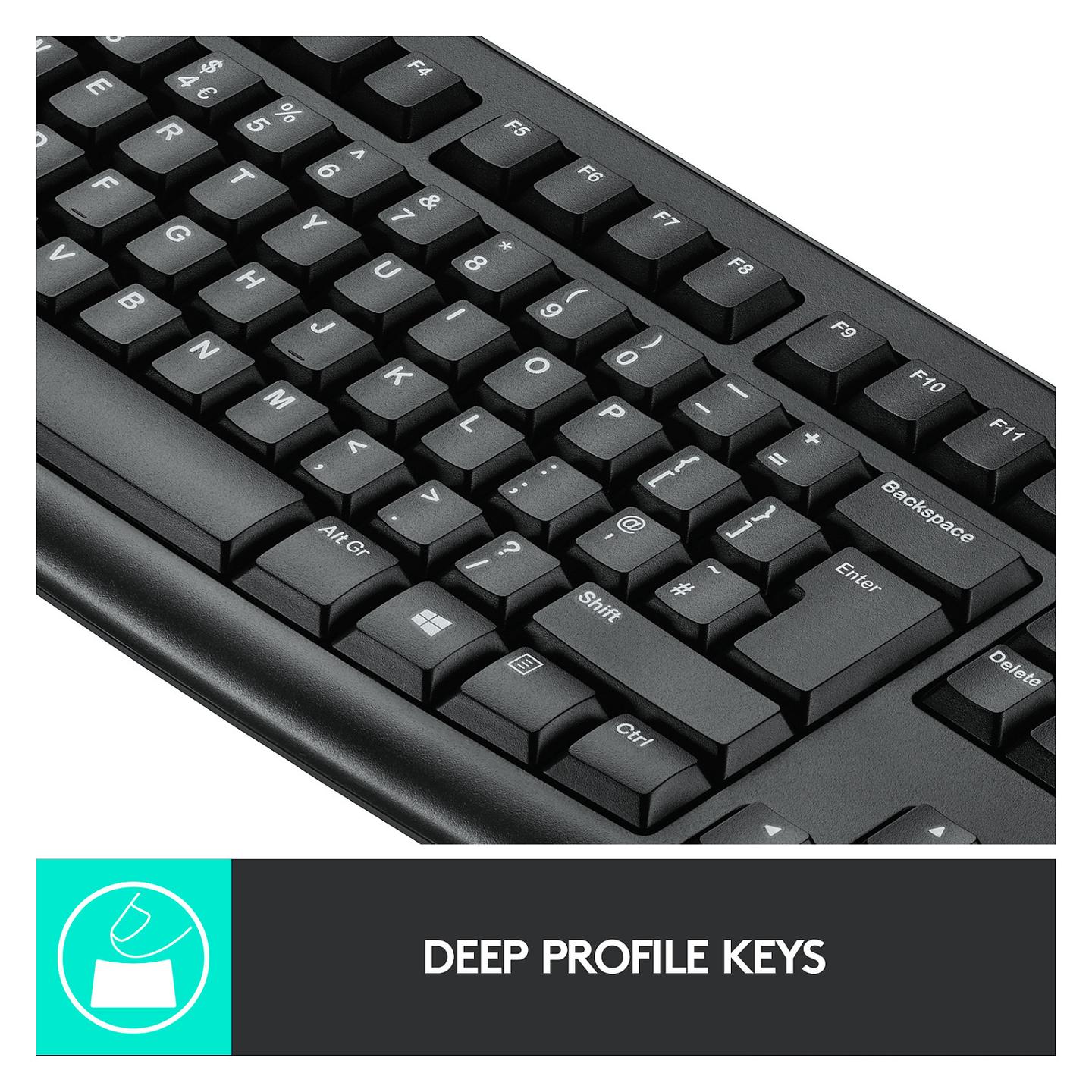 Combo (Tastierë & Maus) Logitech MK270 / QWERTZ CH / Wireless 2.4 GHz / Maus Optik / 1000 DPI / USB Nano-Receiver - Zezë - 12