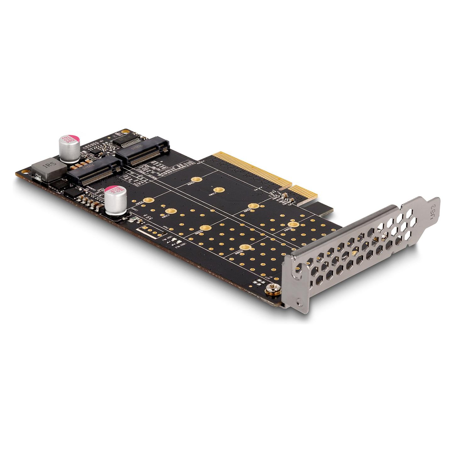 Kartë Zgjerimi PCI Express Delock 89837 / PCIe 4.0 x8 / 2x M.2 Key M / NVMe / Bifurcation / Low Profile