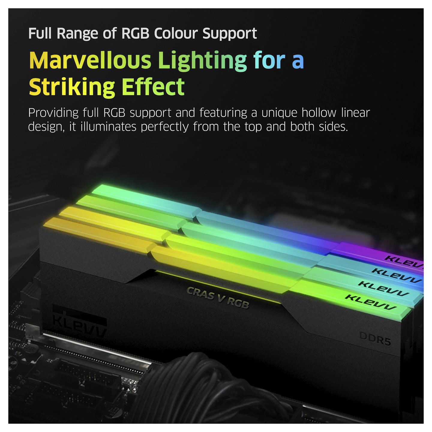 Memorie DDR5 KLEVV CRAS V RGB, 32GB (2x16GB), 6400MHz, CL32, 288-pin, 1.35V - Zezë - 3