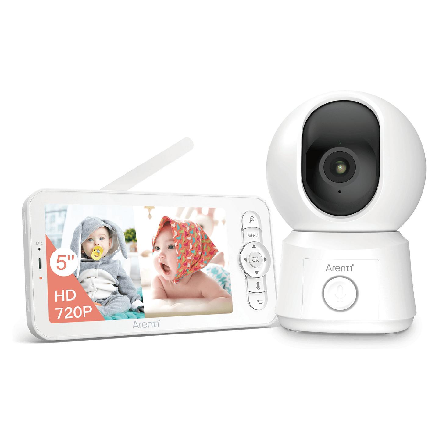 Kamerë për monitorimin e fëmijëve Arenti AInanny B2 Kit, 2MP 1080p, 5", Wi-Fi, Pan & Tilt, IR, Audio 2-Drejtimësh - Bardhë