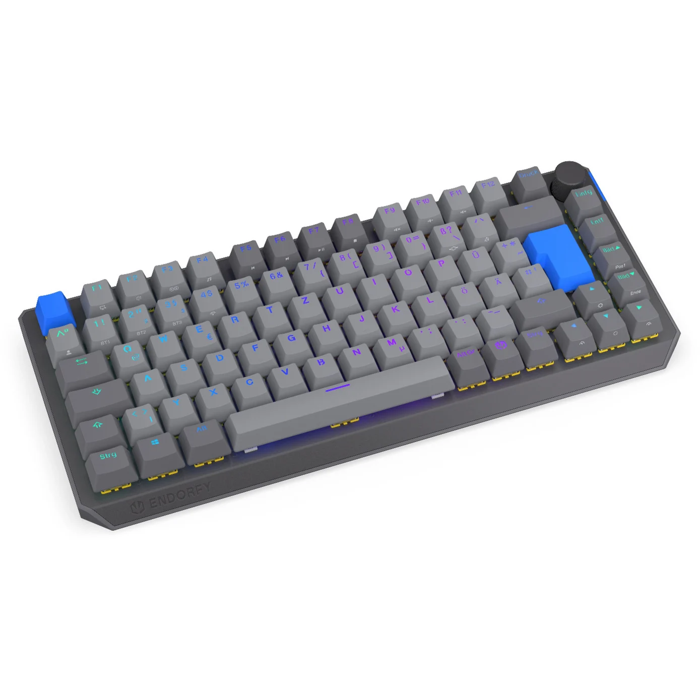 Tastierë Gaming ENDORFY Thock V2 75% / Wired & Wireless / DE / Mekanike / Yellow Switches / ARGB / Hot-Swap - Gri - 2