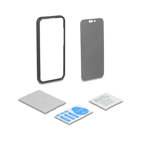 Mbrojtëse për ekran DeLOCK / Apple iPhone 16 / Xham Tempered Glass Privacy Anti-Spy 4-Way - Transparente - 3