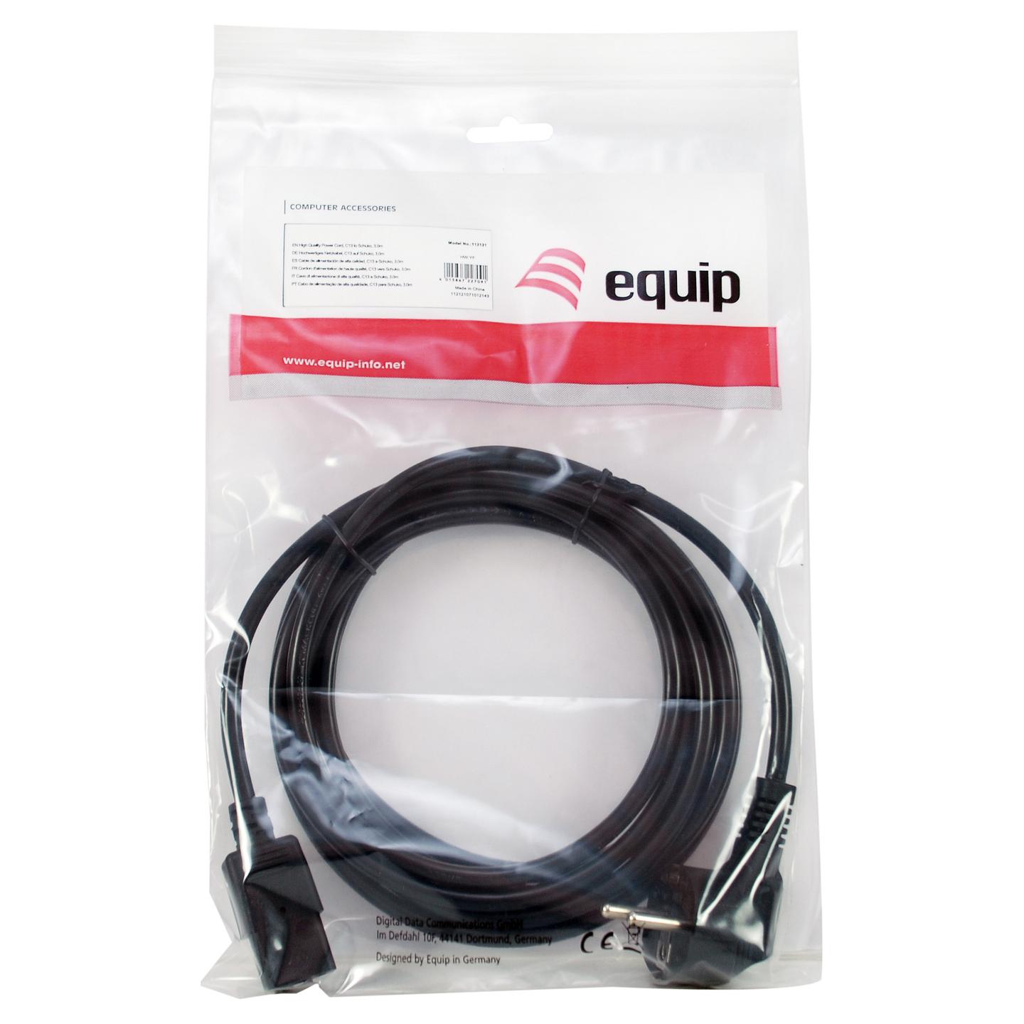 Kabllo për Furnizim me Energji Equip 112121 / CEE7/7 - C13 / H05VV-F3G 3 x 1.0 mm² / 250 V / 10 A / 2500 W / 3 m - Zezë - 5