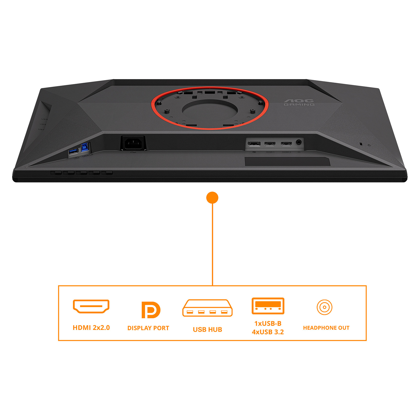 Monitor Gaming AOC G4 25G4KUR / 24.5" / Full HD LED IPS / 300Hz / 1ms / HDMI+DP+USB - Zezë/Kuqe - 3