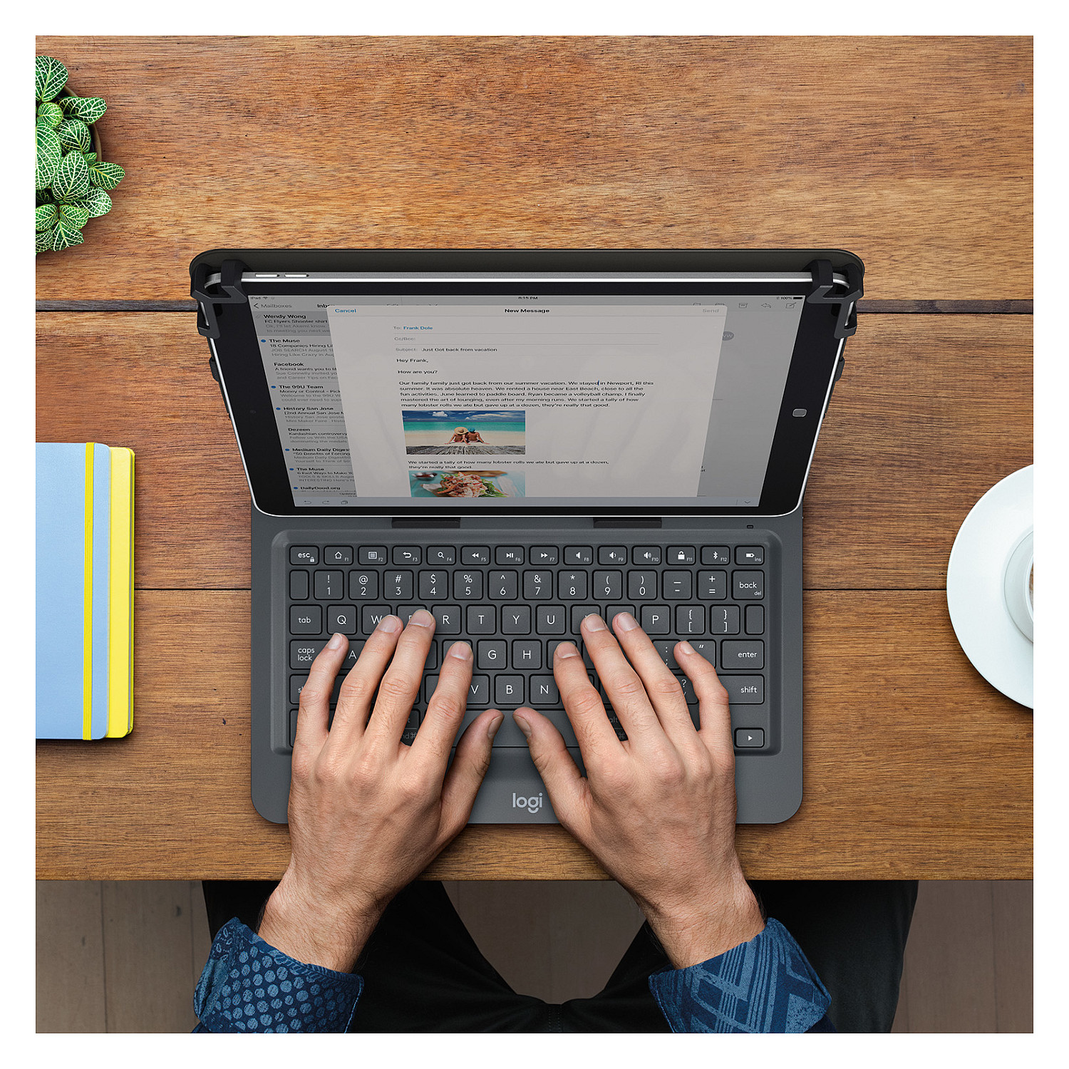Tastierë për Tablet Logitech Universal Folio / 9–10" / Bluetooth 3.0 / AZERTY (FR) / 78 Taste / 4-Pikësh Grip / Mbajtëse Stilolapsi – Zezë - 22