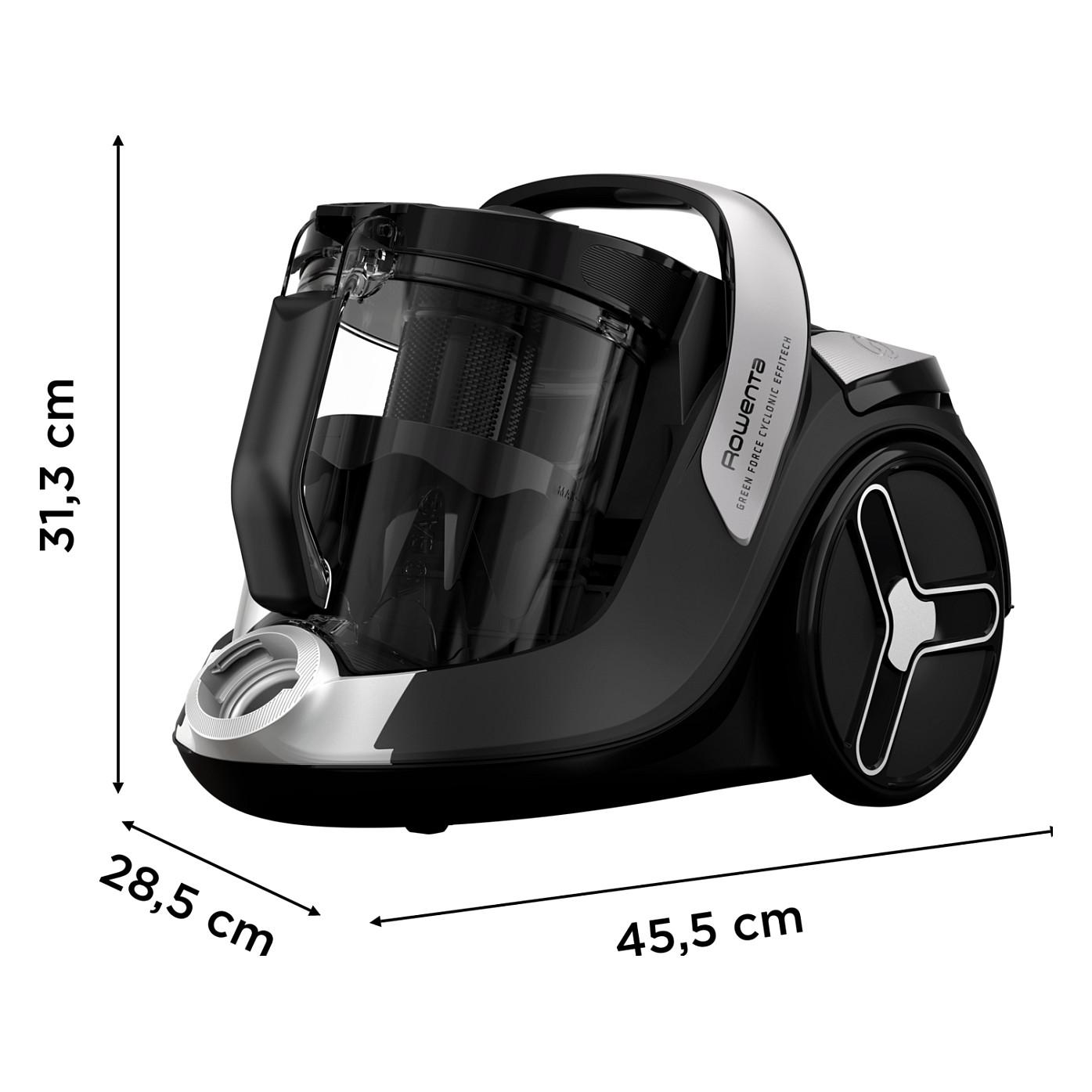 Fshesë me vakum Rowenta Green Force Cyclonic Effitech+ RO7C66 / 500W / 2.5L / Bagless / Cyclonic / HEPA / 66dB / 9m – Zezë/Argjend - 3